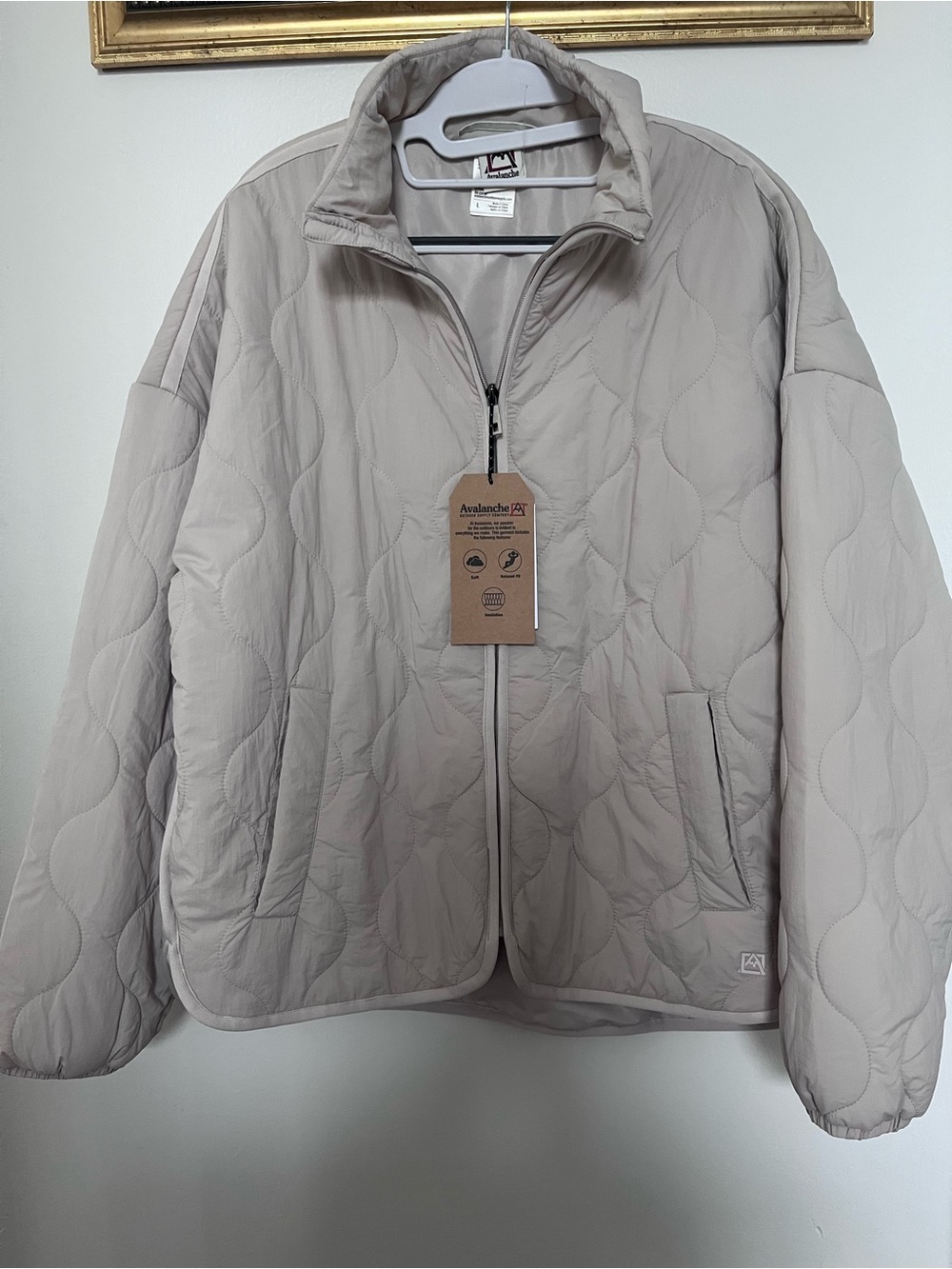 Women’s Full Zip Quilted Jacket, Light Sand Color, NWT